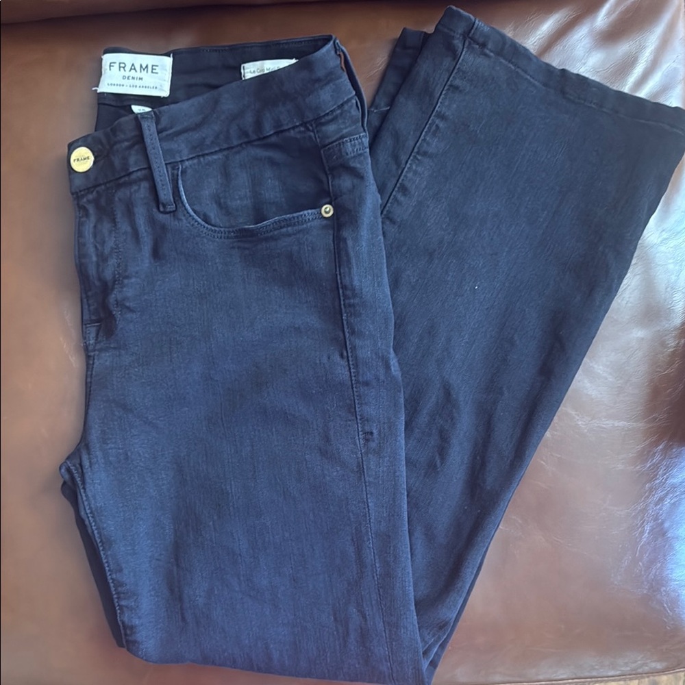 Frame Denim Navy Le Crop Mini Boot Jeans
